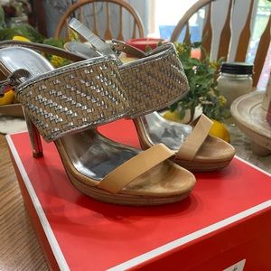 Coach Steffi Silver Mesh Slingback Sandals